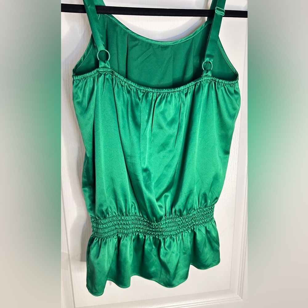 The Limited Emerald Green Gathered Peplum Cami Tank Top Smocked Waist Small - Picture 3 of 6